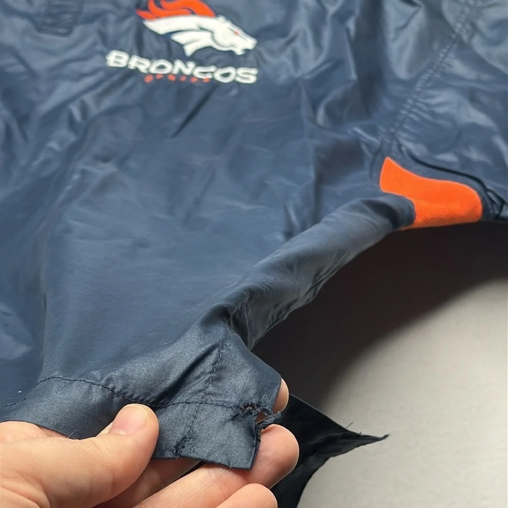 Vintage Denver Broncos Starter Jacket men’s size XL blue orange short sleeve